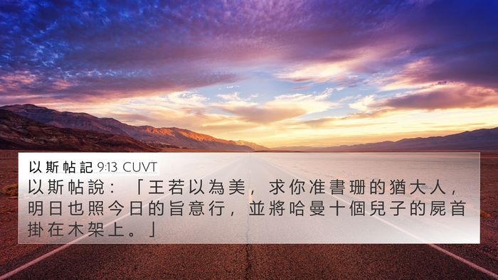 以 斯 帖 記 9:13 CUVT 4K Wallpaper - 以 斯 帖 說 ： 「 王 若 以 為 美 ， - 4K Wallpaper Bible Verse