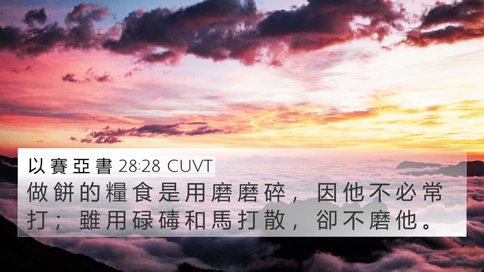 以 賽 亞 書 28:28 CUVT 4K Wallpaper - 做 餅 的 糧 食 是 用 磨 磨 碎 ， 因 - 4K Wallpaper Bible Verse