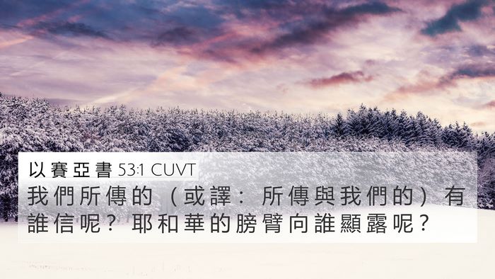 以 賽 亞 書 53:1 CUVT Bible Verse Image