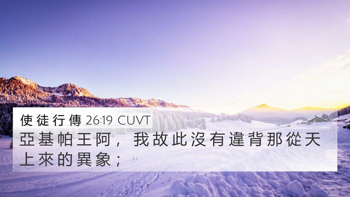 使 徒 行 傳 26:19 CUVT 4K Wallpaper - 亞 基 帕 王 阿 ， 我 故 此 沒 有 違 - 4K Wallpaper Bible Verse