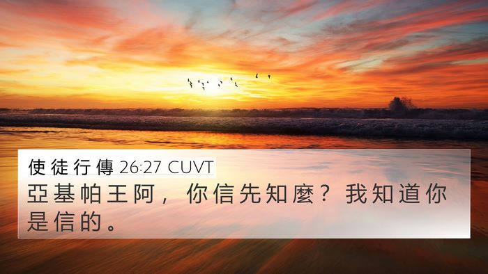 使 徒 行 傳 26:27 CUVT 4K Wallpaper - 亞 基 帕 王 阿 ， 你 信 先 知 麼 ？ - 4K Wallpaper Bible Verse
