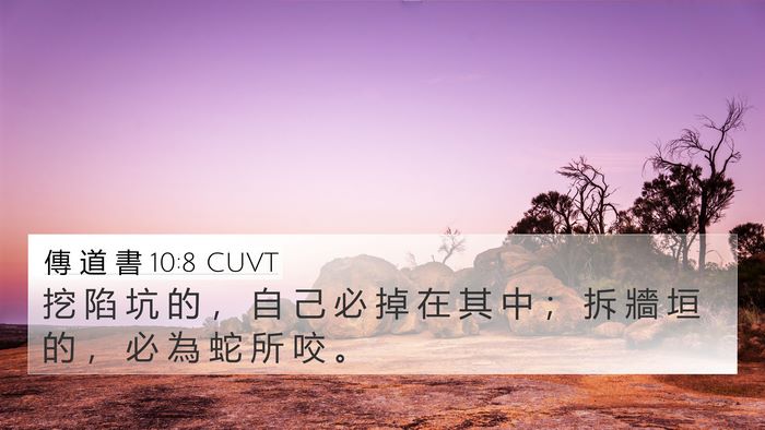 傳 道 書 10:8 CUVT 4K Wallpaper - 挖 陷 坑 的 ， 自 己 必 掉 在 其 中 - 4K Wallpaper Bible Verse