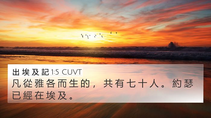 出 埃 及 記 1:5 CUVT 4K Wallpaper - 凡 從 雅 各 而 生 的 ， 共 有 七 十 - 4K Wallpaper Bible Verse