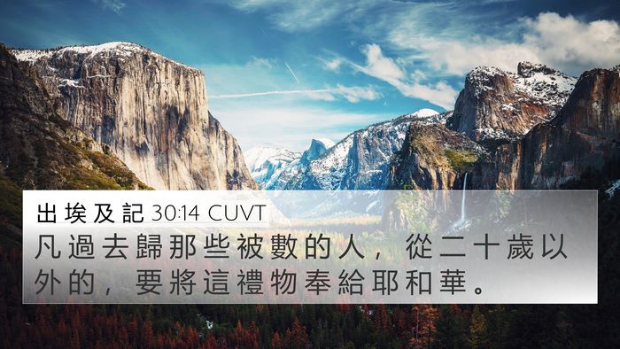 出 埃 及 記 30:14 CUVT 4K Wallpaper - 凡 過 去 歸 那 些 被 數 的 人 ， 從 - 4K Wallpaper Bible Verse