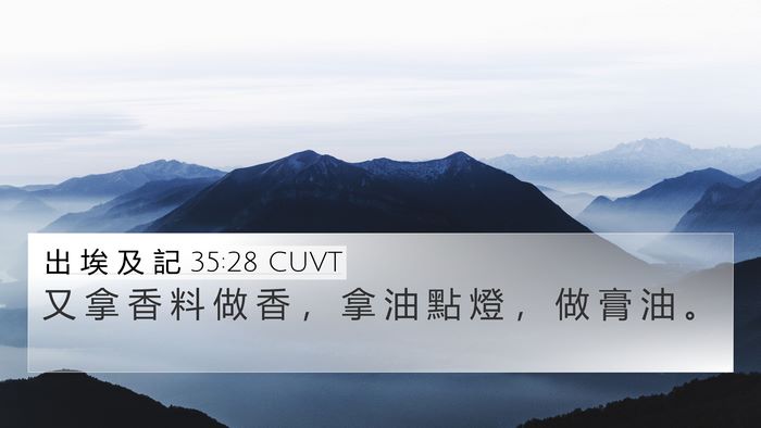 出 埃 及 記 35:28 CUVT 4K Wallpaper - 又 拿 香 料 做 香 ， 拿 油 點 燈 ， - 4K Wallpaper Bible Verse