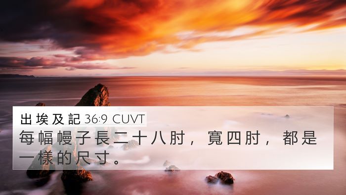 出 埃 及 記 36:9 CUVT 4K Wallpaper - 每 幅 幔 子 長 二 十 八 肘 ， 寬 四 - 4K Wallpaper Bible Verse