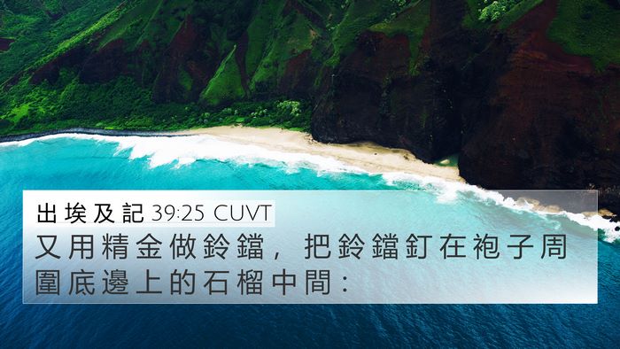 出 埃 及 記 39:25 CUVT 4K Wallpaper - 又 用 精 金 做 鈴 鐺 ， 把 鈴 鐺 釘 - 4K Wallpaper Bible Verse