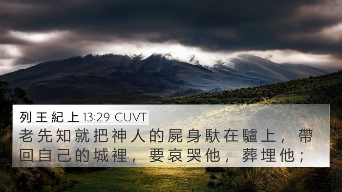 列 王 紀 上 13:29 CUVT 4K Wallpaper - 老 先 知 就 把 神 人 的 屍 身 馱 在 - 4K Wallpaper Bible Verse