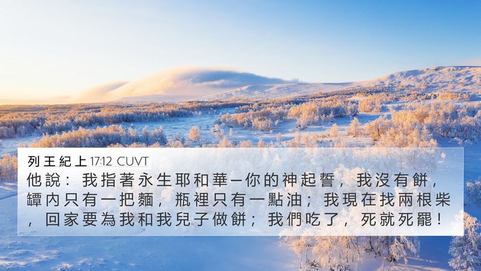 列 王 紀 上 17:12 CUVT 4K Wallpaper - 他 說 ： 我 指 著 永 生 耶 和 華 ─ - 4K Wallpaper Bible Verse