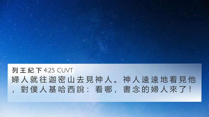 列 王 紀 下 4:25 CUVT 4K Wallpaper - 婦 人 就 往 迦 密 山 去 見 神 人 。 - 4K Wallpaper Bible Verse
