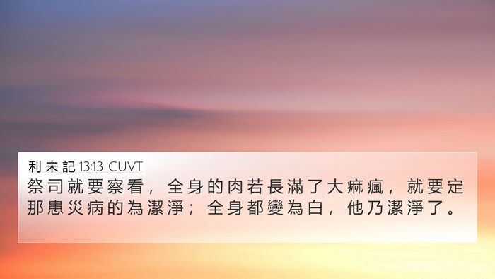 利 未 記 13:13 CUVT 4K Wallpaper - 祭 司 就 要 察 看 ， 全 身 的 肉 若 - 4K Wallpaper Bible Verse