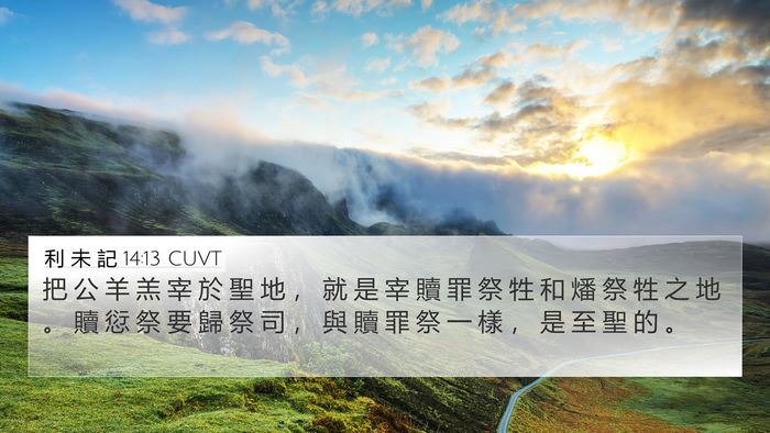 利 未 記 14:13 CUVT 4K Wallpaper - 把 公 羊 羔 宰 於 聖 地 ， 就 是 宰 - 4K Wallpaper Bible Verse
