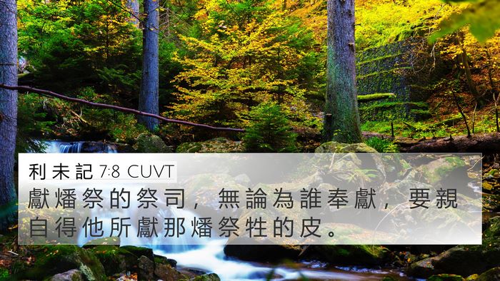 利 未 記 7:8 CUVT 4K Wallpaper - 獻 燔 祭 的 祭 司 ， 無 論 為 誰 奉 - 4K Wallpaper Bible Verse