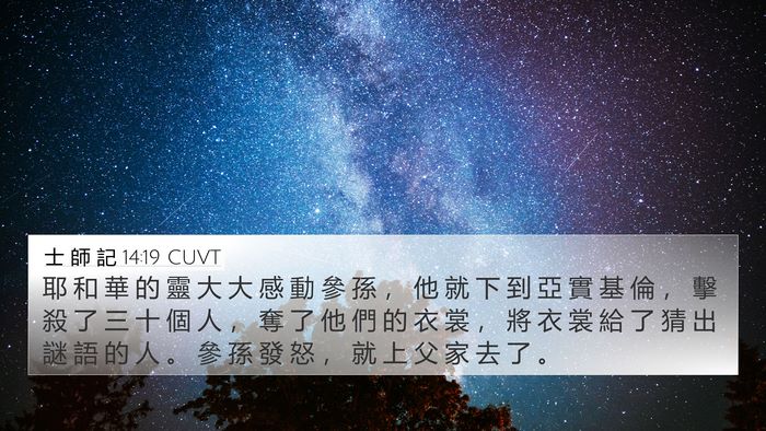 士 師 記 14:19 CUVT Bible Verse Image