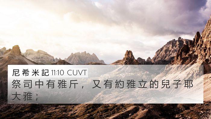 尼 希 米 記 11:10 CUVT 4K Wallpaper - 祭 司 中 有 雅 斤 ， 又 有 約 雅 立 - 4K Wallpaper Bible Verse