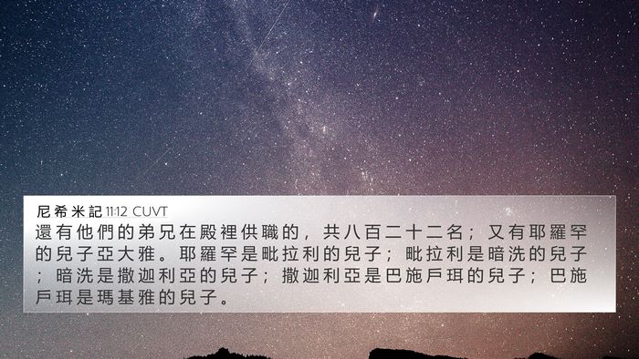 尼 希 米 記 11:12 CUVT 4K Wallpaper - 還 有 他 們 的 弟 兄 在 殿 裡 供 職 - 4K Wallpaper Bible Verse