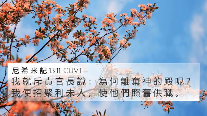 尼 希 米 記 13:11 CUVT 4K Wallpaper - 我 就 斥 責 官 長 說 ： 為 何 離 棄 - 4K Wallpaper Bible Verse