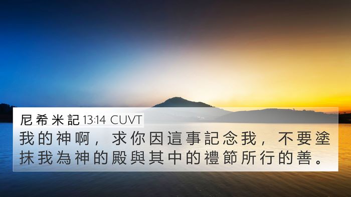 尼 希 米 記 13:14 CUVT Bible Verse Image