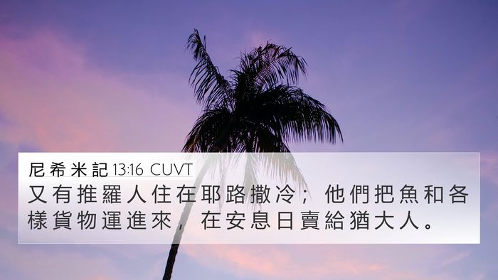 尼 希 米 記 13:16 CUVT 4K Wallpaper - 又 有 推 羅 人 住 在 耶 路 撒 冷 ； - 4K Wallpaper Bible Verse