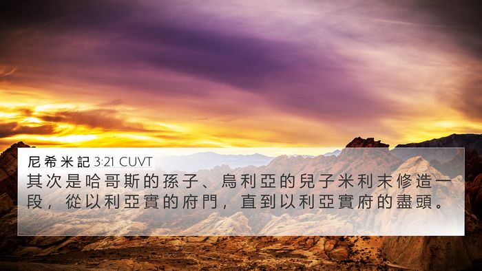 尼 希 米 記 3:21 CUVT Bible Verse Image