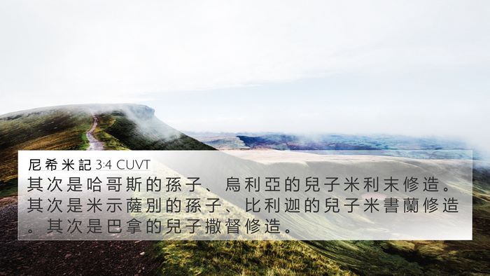 尼 希 米 記 3:4 CUVT 4K Wallpaper - 其 次 是 哈 哥 斯 的 孫 子 、 烏 利 - 4K Wallpaper Bible Verse