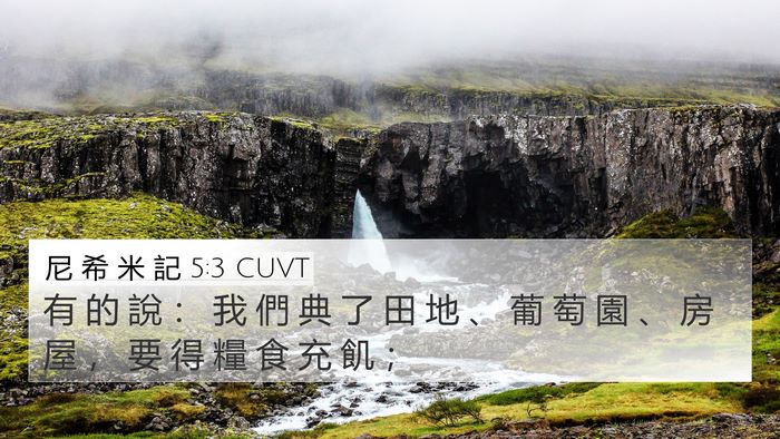 尼 希 米 記 5:3 CUVT 4K Wallpaper - 有 的 說 ： 我 們 典 了 田 地 、 葡 - 4K Wallpaper Bible Verse