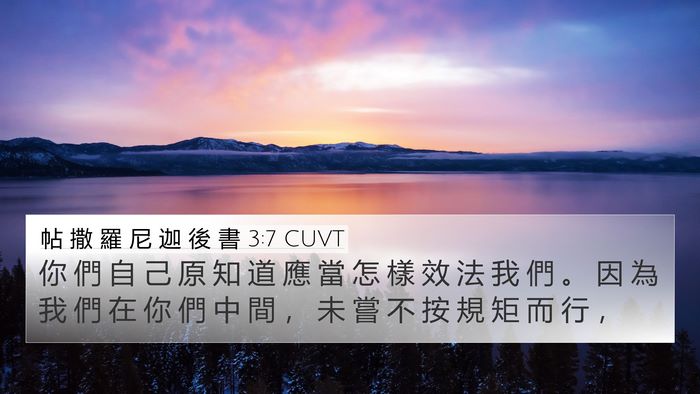 帖 撒 羅 尼 迦 後 書 3:7 CUVT Bible Verse Image