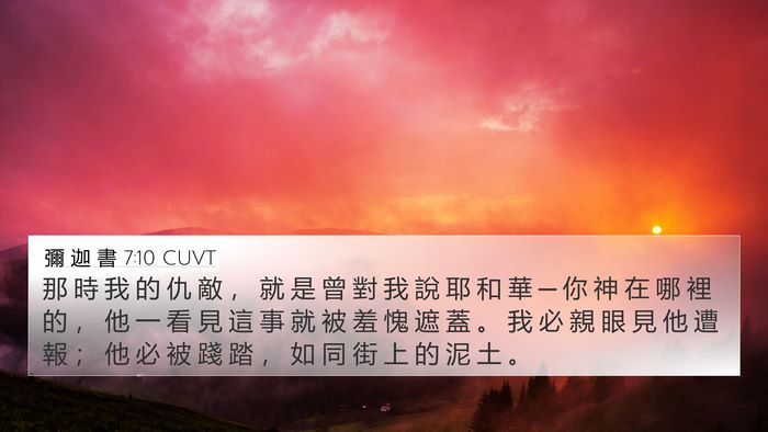 彌 迦 書 7:10 CUVT Bible Verse Image