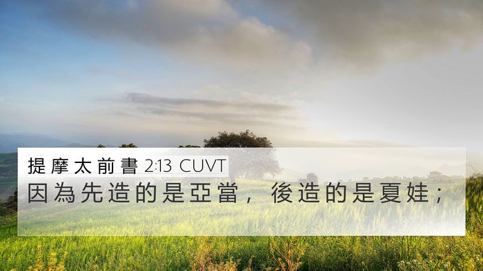 提 摩 太 前 書 2:13 CUVT 4K Wallpaper - 因 為 先 造 的 是 亞 當 ， 後 造 的 - 4K Wallpaper Bible Verse