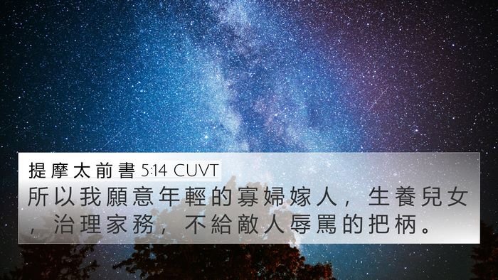 提 摩 太 前 書 5:14 CUVT Bible Verse Image