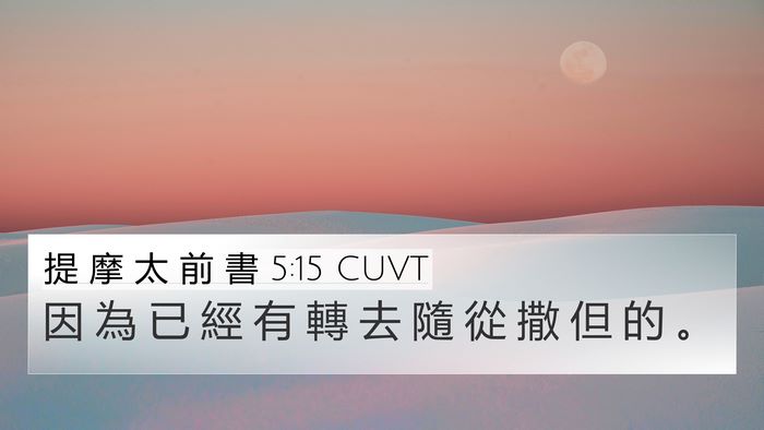 提 摩 太 前 書 5:15 CUVT 4K Wallpaper - 因 為 已 經 有 轉 去 隨 從 撒 但 的 - 4K Wallpaper Bible Verse