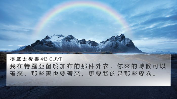 提 摩 太 後 書 4:13 CUVT Bible Verse Image