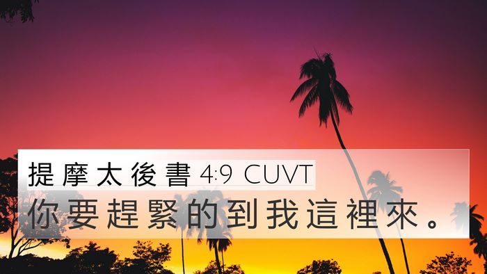 提 摩 太 後 書 4:9 CUVT Bible Verse Image