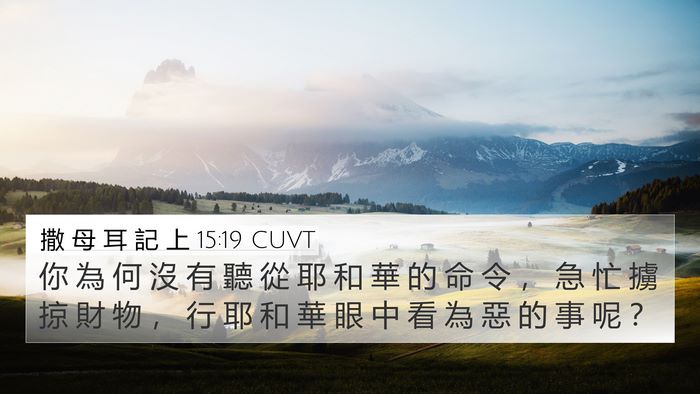 撒 母 耳 記 上 15:19 CUVT Bible Verse Image