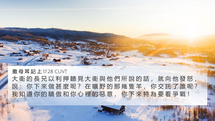撒 母 耳 記 上 17:28 CUVT Bible Verse Image