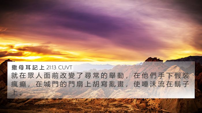 撒 母 耳 記 上 21:13 CUVT Bible Verse Image