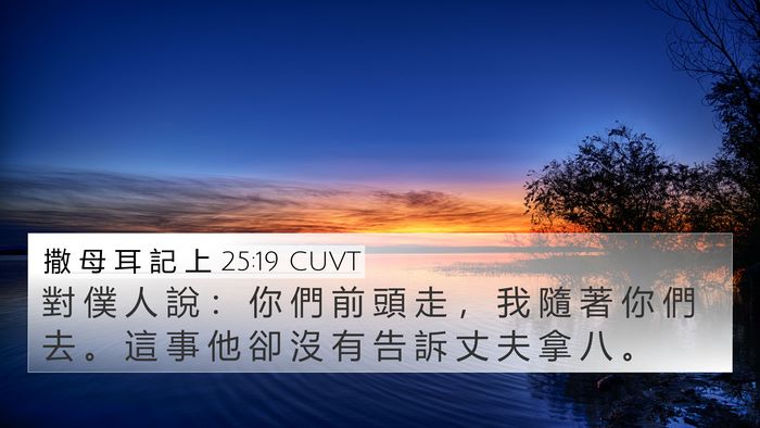 撒 母 耳 記 上 25:19 CUVT 4K Wallpaper - 對 僕 人 說 ： 你 們 前 頭 走 ， 我 - 4K Wallpaper Bible Verse