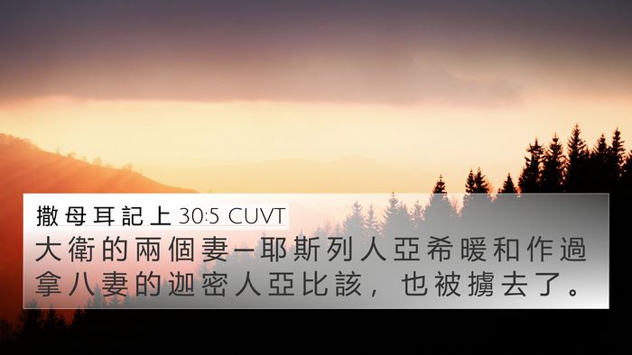 撒 母 耳 記 上 30:5 CUVT 4K Wallpaper - 大 衛 的 兩 個 妻 ─ 耶 斯 列 人 亞 - 4K Wallpaper Bible Verse