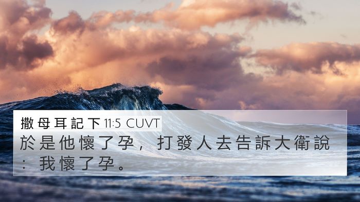 撒 母 耳 記 下 11:5 CUVT 4K Wallpaper - 於 是 他 懷 了 孕 ， 打 發 人 去 告 - 4K Wallpaper Bible Verse