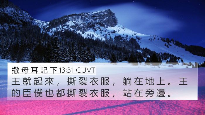 撒 母 耳 記 下 13:31 CUVT 4K Wallpaper - 王 就 起 來 ， 撕 裂 衣 服 ， 躺 在 - 4K Wallpaper Bible Verse