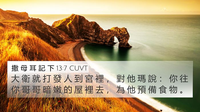 撒 母 耳 記 下 13:7 CUVT 4K Wallpaper - 大 衛 就 打 發 人 到 宮 裡 ， 對 他 - 4K Wallpaper Bible Verse