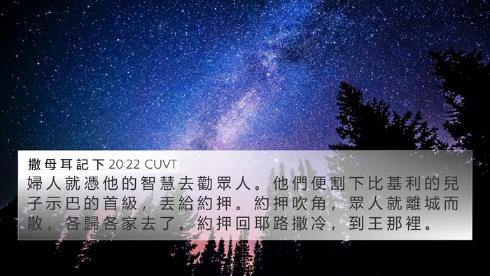 撒 母 耳 記 下 20:22 CUVT Bible Verse Image