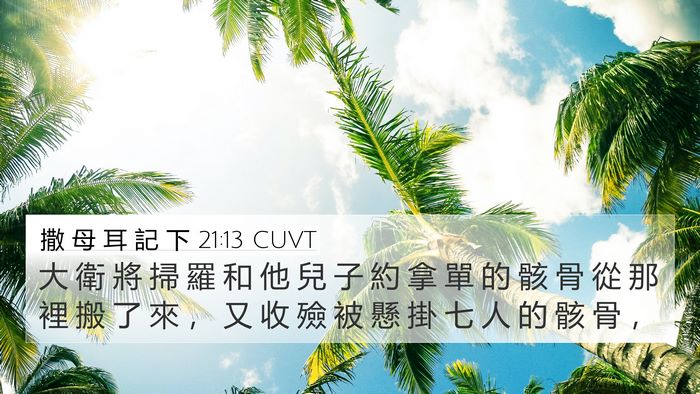 撒 母 耳 記 下 21:13 CUVT 4K Wallpaper - 大 衛 將 掃 羅 和 他 兒 子 約 拿 單 - 4K Wallpaper Bible Verse