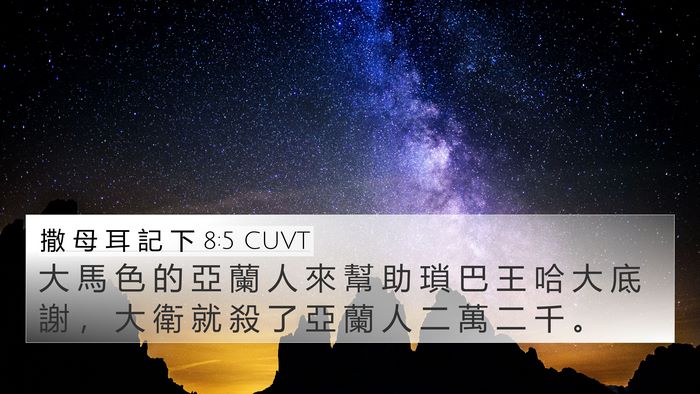 撒 母 耳 記 下 8:5 CUVT 4K Wallpaper - 大 馬 色 的 亞 蘭 人 來 幫 助 瑣 巴 - 4K Wallpaper Bible Verse