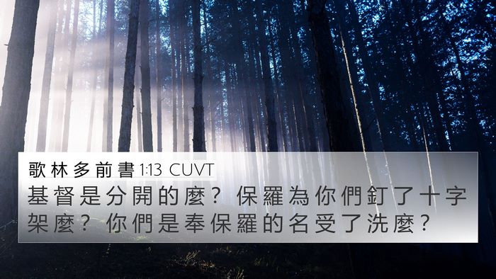 歌 林 多 前 書 1:13 CUVT 4K Wallpaper - 基 督 是 分 開 的 麼 ？ 保 羅 為 你 - 4K Wallpaper Bible Verse
