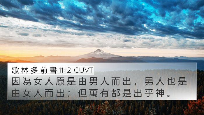 歌 林 多 前 書 11:12 CUVT 4K Wallpaper - 因 為 女 人 原 是 由 男 人 而 出 ， - 4K Wallpaper Bible Verse