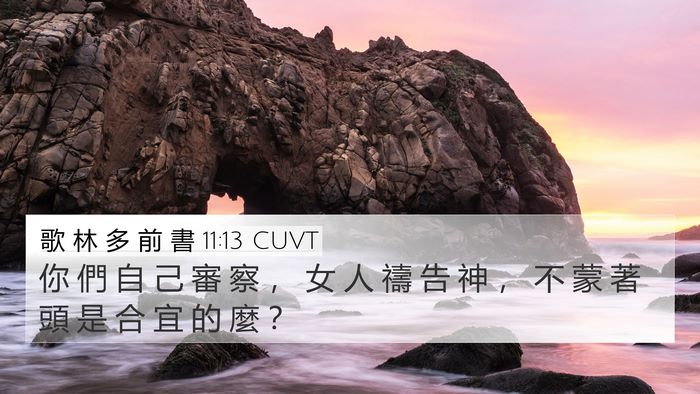 歌 林 多 前 書 11:13 CUVT 4K Wallpaper - 你 們 自 己 審 察 ， 女 人 禱 告 神 - 4K Wallpaper Bible Verse