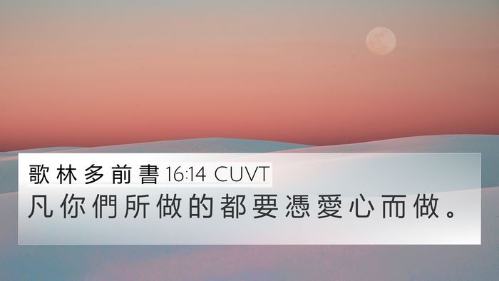 歌 林 多 前 書 16:14 CUVT Bible Verse Image