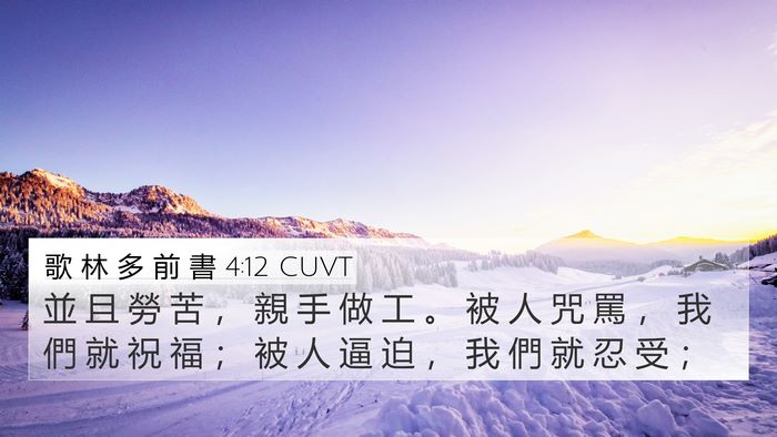 歌 林 多 前 書 4:12 CUVT Bible Verse Image