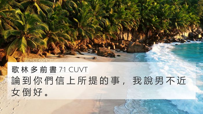 歌 林 多 前 書 7:1 CUVT 4K Wallpaper - 論 到 你 們 信 上 所 提 的 事 ， 我 - 4K Wallpaper Bible Verse